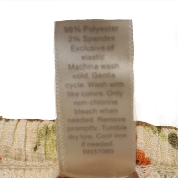 Cato Mini Skirt Shirred Ruffle Orange Floral Womens XL Cottage Flirty New w/ Tag - Picture 5 of 12